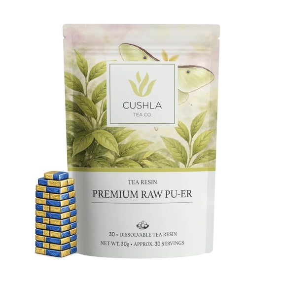 Pu-erh Tea Resin Sheng - Raw Puer Tea from Yunnan | Instant Pu'er Tea | 30 Individually Wrapped Pieces