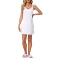 thumbnail image 2 of INSPIRAR CHIC Vestidos de Noche de Satén para Mujeres, Chemise, Vestido Deslizante, Vestido de Noche de Seda S Blanco, 2 of 6