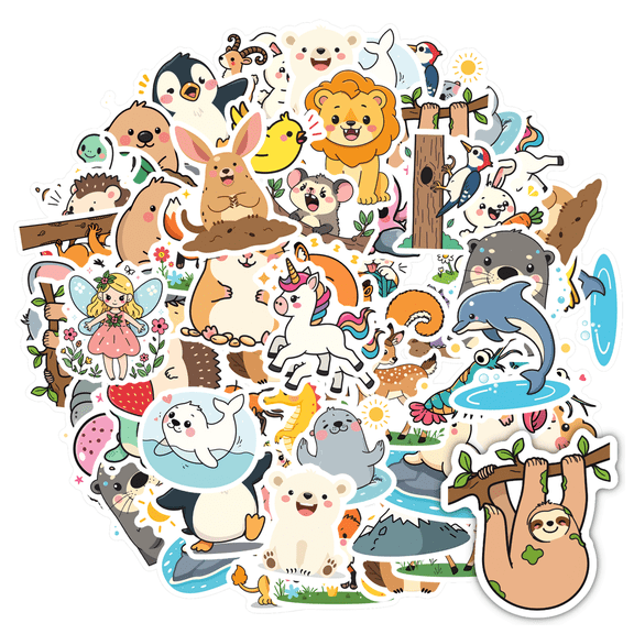Adorable Animal Stickers Waterproof Kids Stationery for Phone Luggage