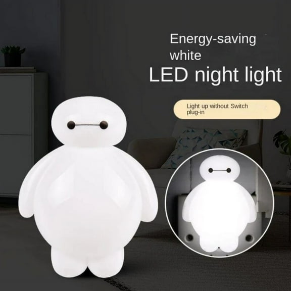 Baymax Cartoon Lighting US Plugled Energy Saving Bedsidenight Light Lamp for Kids Baby Room White