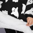thumbnail image 3 of Oversized Wearable Blanket Hoodie,Black Halloween Ghosts with Boo Sherpa Blanket Hoodie with Super Pockets,Super Warm Fuzzy Pullover for Women & Men, 3 of 6