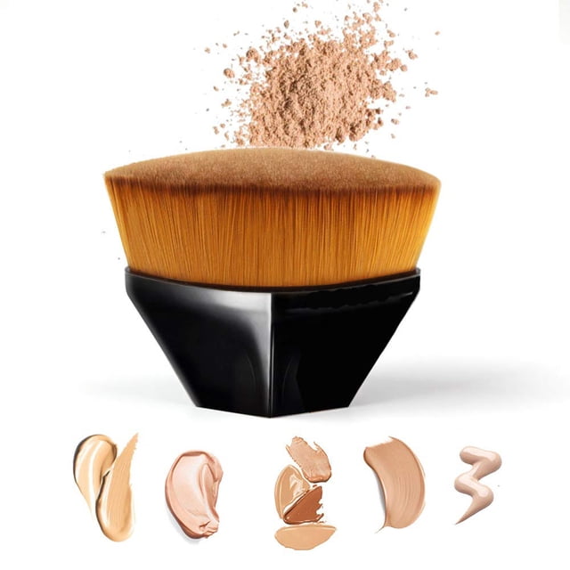 Brocha de maquillaje para base, brocha para base en polvo líquido para rubor facial con parte superior plana para mezclar cosméticos líquidos, en crema o en polvo impecables