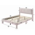 thumbnail image 6 of Contemporary Pink Full Platform Bed: Plush Ribbed Upholstered Headboard, Low-Profile Frame, Modern Bedroom Furniture (55"x79"x43"H), 6 of 6