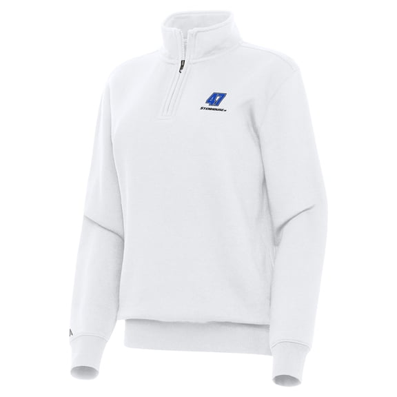 Women's-Antigua  White Ricky Stenhouse Jr. Victory Quarter-Zip Sweatshirt