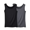 thumbnail image 2 of QUINDOS Tank Tops for Women Athletic Summer 2 Pack Camisoles for Women Plus Sleeveless Multi Pack Crew Neck Gym Strap Cami Tops Solid Color Loose Ruffle Undershirts, 2 of 3