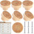 thumbnail image 1 of Jinsinto Weight: 120g Package size: 15 * 10 * 3cm Economical update - you will get 6 rattan drawer knobs and 6 screws, which will make it easy for you to turn your house into a simple and Bohemian style exquisite package. Suitable for most size cabinets or drawers, small and delicate Handmade design - our wooden dresser handles are round and light in weight. Due to the handmade design of natural cane, their colors and patterns will look slightly different Widely used - these wooden knobs have a clean and timeless appearance and are suitable for Bohemia, farmhouses, retro and traditional styles. Perfect complement for any kitchen cabinet, furniture door, cabinet, desk drawer, wardrobe drawer, shoe cabinet, chest, bookcase, etc! Easy to install - Our rattan knobs for cabinets and drawers are very easy to install. You only need to prepare a screwdriver, or even no tools. You can directly complete the installation manually. It is very easy for girls or women to complete the installation alone Satisfaction guarantee - we hope you like our products! Each cane knob is universal, effective and easy to use. However, if you have any questions, please contact us and we will be happy to help you, 1 of 5