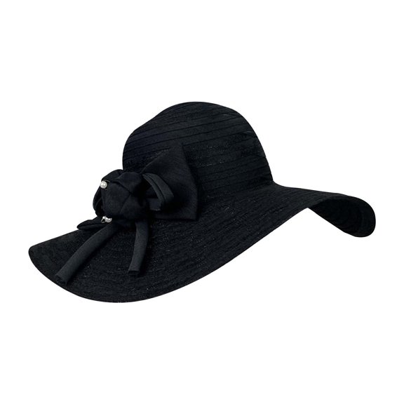 Women's Foldable Wide Brim Sun Hat - Korean Minimalist Bowknot Design, UV Protection for Beach/Outdoor