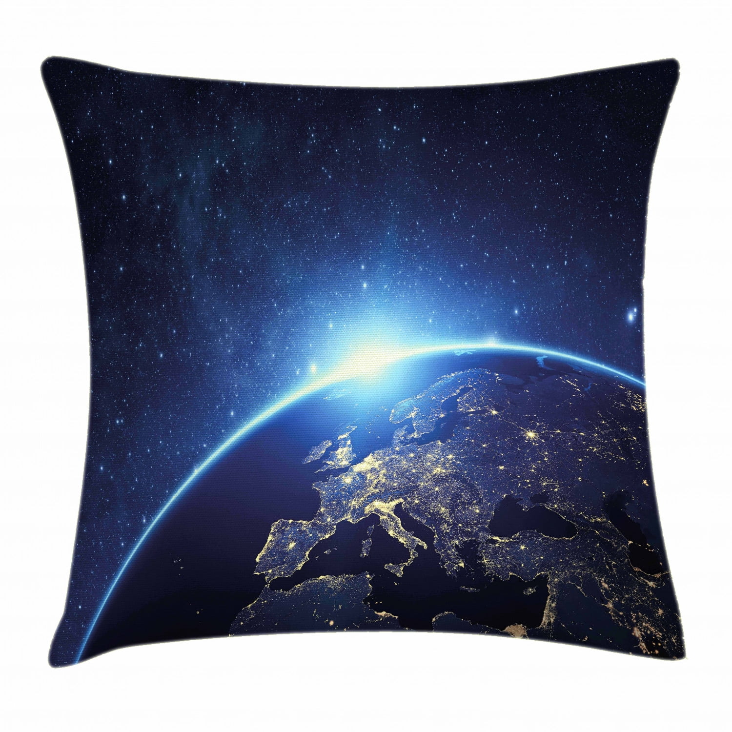 Earth Throw Pillow Cushion Cover, From The Space at Night