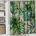 thumbnail image 6 of Orinice Palm Leaf Shower Curtain,Green Tropical Plant Print on Pink Shower Curtain Design,Waterproof Polyester Fabric Bathtub Curtain with 12 Hooks 60x72, 6 of 7