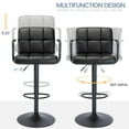 thumbnail image 3 of Bar Stools with Back Sets of 2, Adjustable Swivel Leather Barstools with Arms, Pneumatic Lift Counter Height Stools for Kitchen Island, Bistro, Pub, Black, 3 of 11