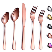 ReaNea 20 Piece Rose Gold Silverware Set Stainless Steel Titanium Rose Gold Plating Flatware Set,Spoons and Forks Cutlery Set Service for 4