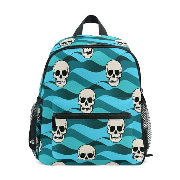 ALAZA Skull on Wave School Backpack Small Bookbag Mini Bags