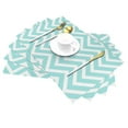 thumbnail image 2 of YFYANG Washable Heat-Resistant Placemats, 70% PVC/30% Polyester, Zigzag Chevron Pattern Kitchen Table Mat, 12" x 18" 4 Piece, 2 of 6