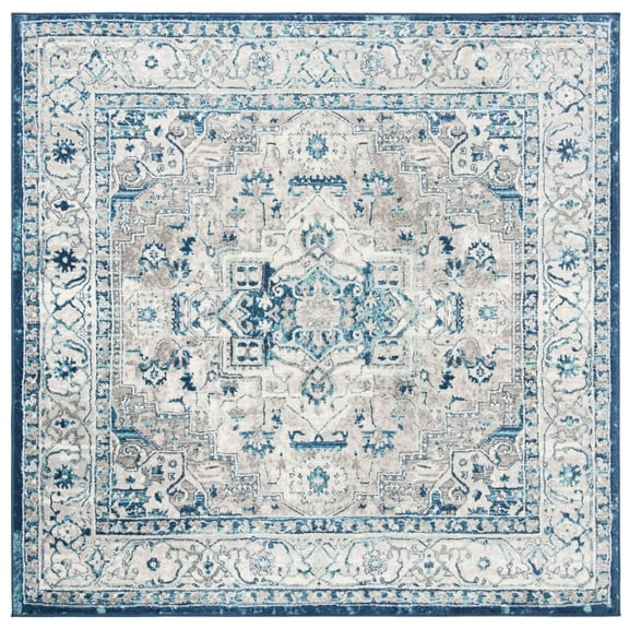 SAFAVIEH Brentwood Dimas Oriental Area Rug, Light Gray/Blue, 5' x 5' Square