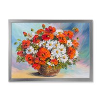 Designart 'Still Life Bouquet Of Daisies and Poppies' Traditional Framed Art Print