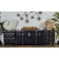 thumbnail image 3 of DecMode Wood Vintage Faux Leather 4 Drawer Bench with Faux Leather Straps and Studs, Brown, Set of 3, 3 of 17