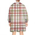 thumbnail image 2 of Multi Color Plaid Checkered Pattern Wearable Oversized Blanket,Wearable Blanket Hoodie for Adults,Cozy Hooded Blankets with Super Pockets,Super Warm Fuzzy Pullover for Women & Men, 2 of 6