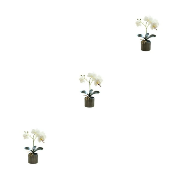 Matsuzay Bonsái de orquídeas artificiales con maceta, simulación de Phalaenopsis, maceta para el hogar, jardín, 8 flores, planta interior Type1 NO1