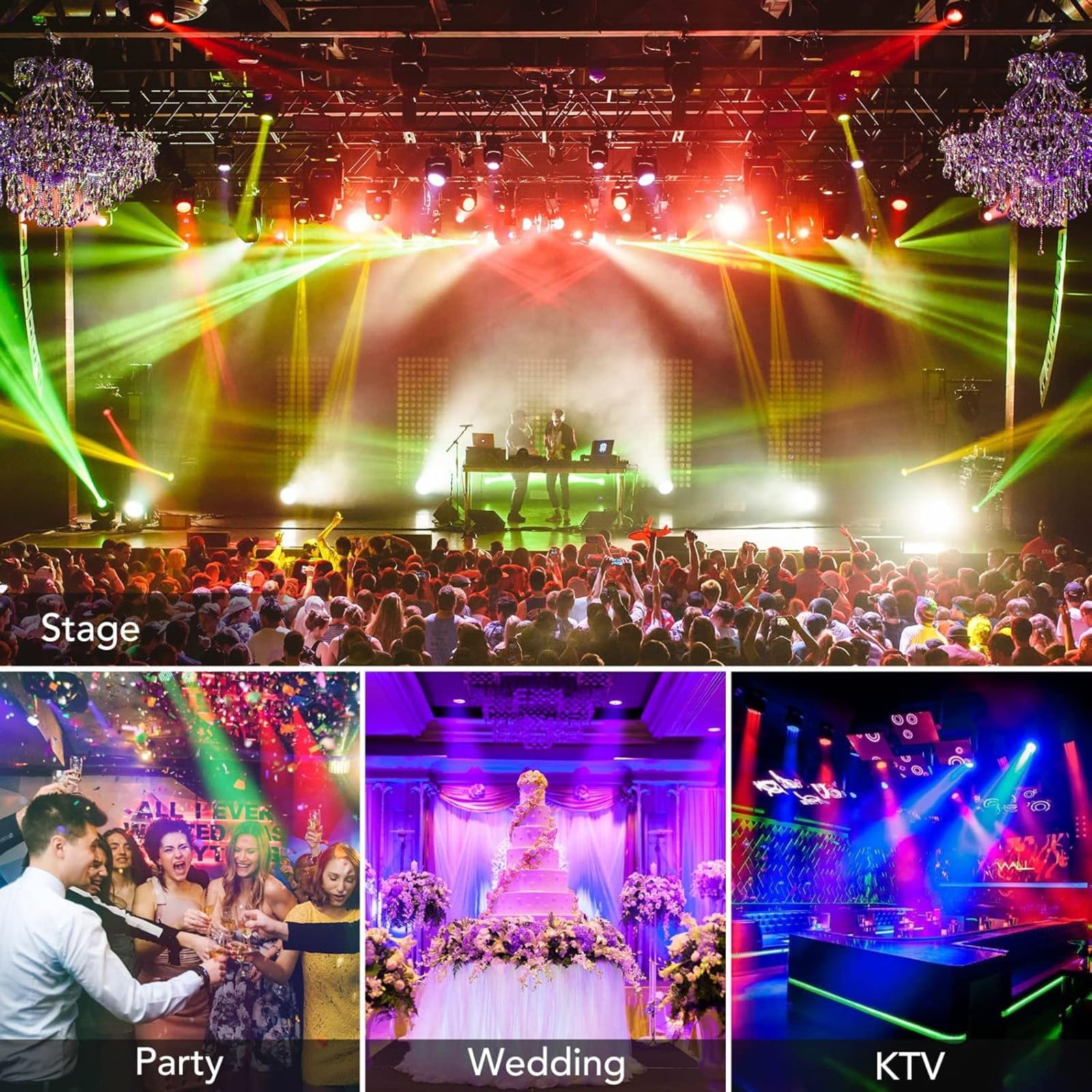 ZMKIAG Powerful Stage Lights, 36 LED beads with 9 Lighting Modes, Remote & DMX Controlled, Easy to Install, for Wedding Birthday Christmas Holiday Music Show Dance Party Stage Lighting