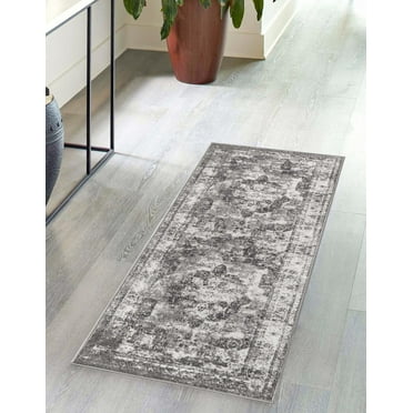 Rugs.com Monte Carlo Collection Rug – 2' x 9' 10 Runner Gray Medium Rug Perfect For Living Rooms, Large Dining Rooms, Open Floorplans