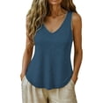 thumbnail image 2 of Chbgutlmr Tank Tops for Women Sleeveless Lace Insert Hollow out V Neck T-Shirts Casual Loose Summer Trendy Tee Tops, 2 of 7