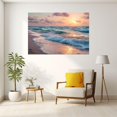 thumbnail image 3 of Peach Sunset Turquoise Ocean Wave Framed Canvas Wall Art Prints for Living Room Bedroom Bathroom Home Decor, Ready to Hang12"L x 8"W, 3 of 10