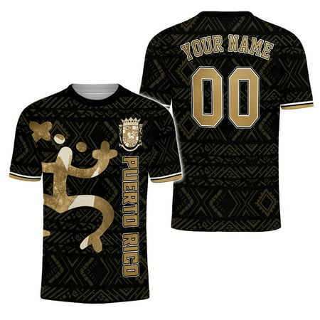 Personalized Puerto Rico Soccer Jersey with Name Number, Men Quick Dry Soccer Jersey, Football Uniforms for Team (S)