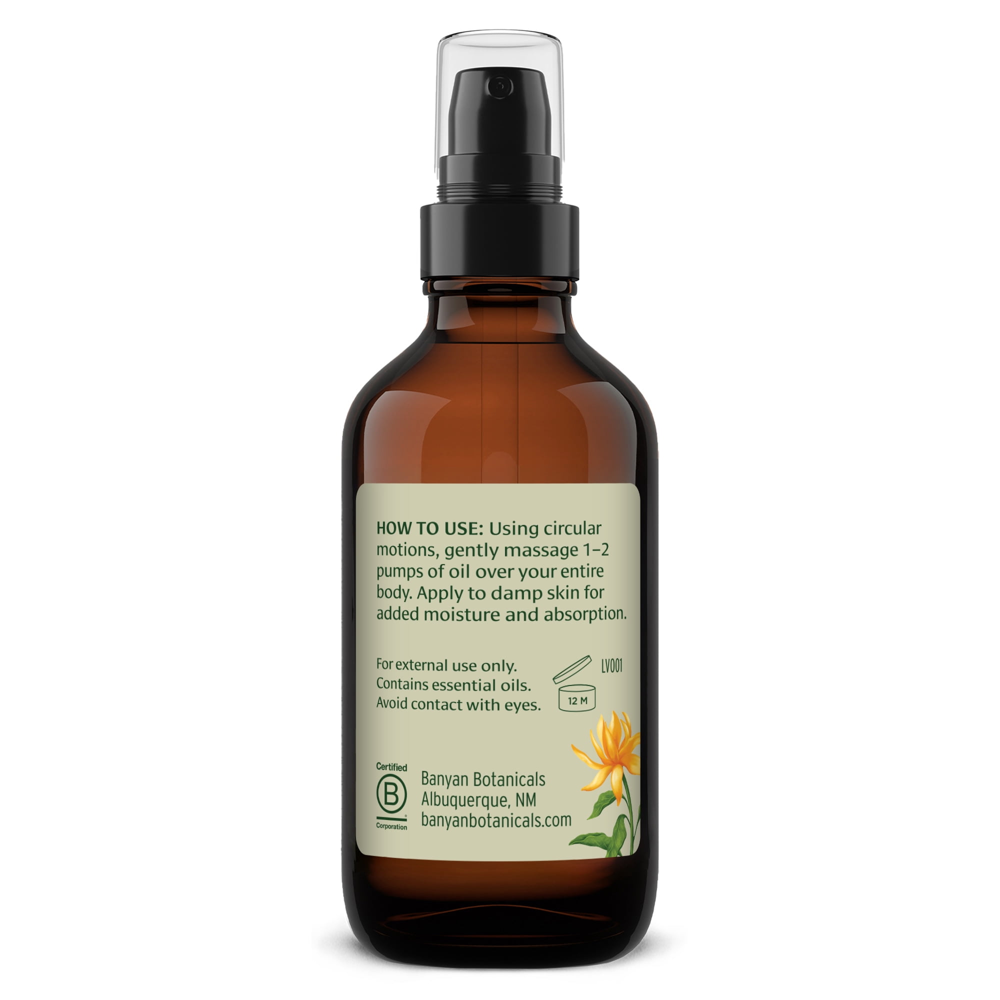 Banyan Botanicals Body Oil – Lightweight & Non-Greasy Body Oil – Ayurvedic Skin Care with Organic Jojoba Oil for Soft, Smooth Skin – 4 oz – Non-GMO, Cruelty Free, Paraben Free Massage Oil