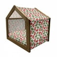 thumbnail image 2 of Christmas Pet House, Xmas Theme Winter Mitten with Snowflakes and Nordic Roses Print, Outdoor & Indoor Portable Dog Kennel with Pillow and Cover, 5 Sizes, Green Red and White, by Ambesonne, 2 of 5