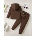 thumbnail image 3 of 3T Baby Girls Clothes 4T Girls 2PCS Hoodie Outfits Set Solid Color Toddler Girls Long Sleeve Hoodie Top Pants Set Brown, 3 of 7