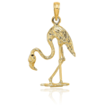 thumbnail image 5 of 14K Solid Yellow Gold Flamingo Necklace Tropical Bird Pendant Summer Beach Charm with chain 18inch, 5 of 9