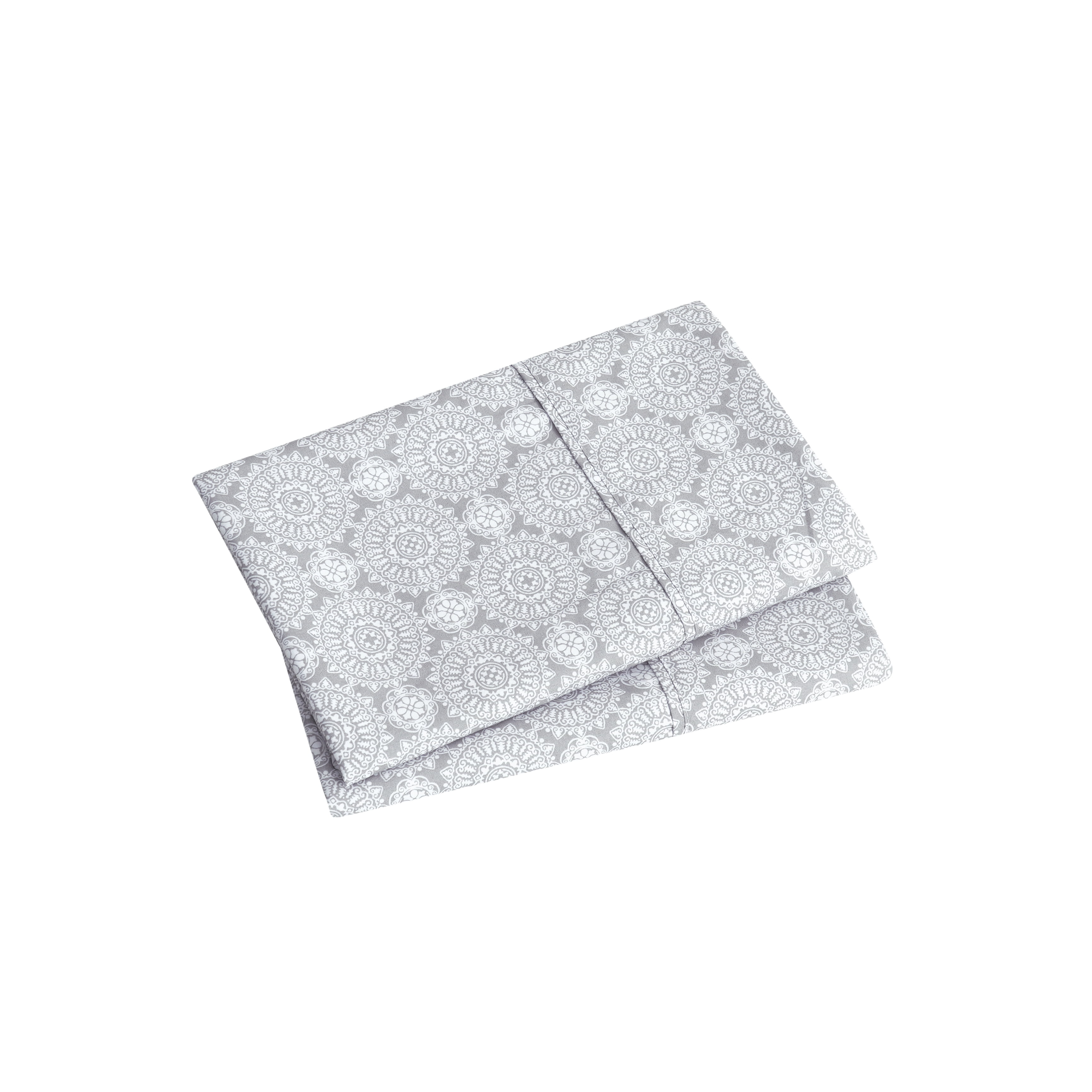 Mainstays Super Soft Brushed Microfiber Pillowcase Set, Gray Medallion, King, 2 Piece