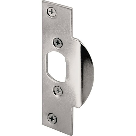 Security Latch Strike, 1-1/8 in. x 4-1/4 in., Stamped Steel Construction, Chrome-Plated Finish