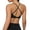 AU21_Black, variant on Cross Back Sports Bras for Women U Neck Padded Adjustable Spaghetti Straps Yoga Top Knotted Back Solid Color Bralettes Navy 36