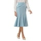 thumbnail image 1 of Falda de sirena midi para mujer Inspire Chic, con cintura alta elástica, faldas de cola de pez, talla XL, azul, 1 of 5