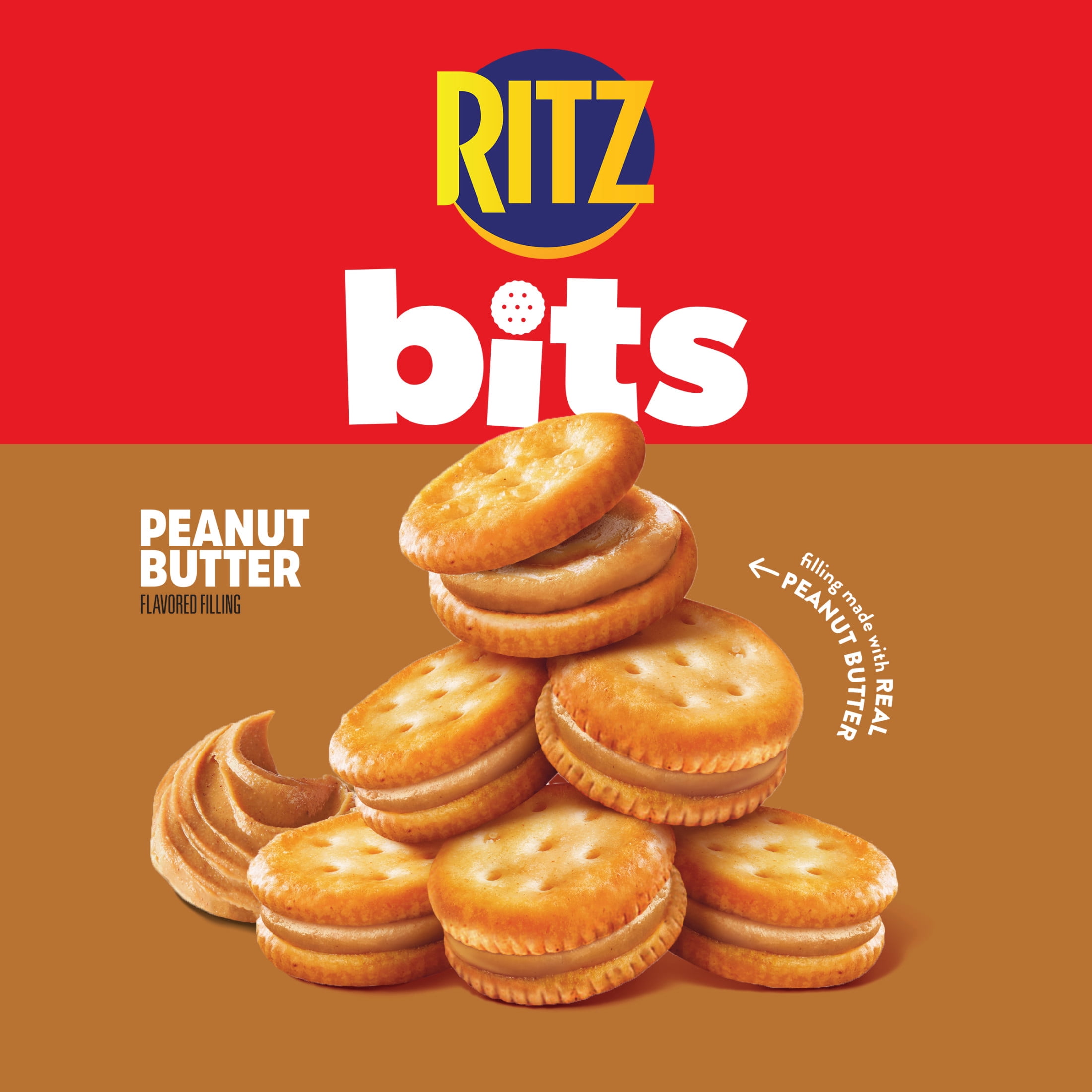 RITZ Bits Peanut Butter Sandwich Crackers, Snacks for Kids and Adults, Lunch Snacks, 8.8 oz