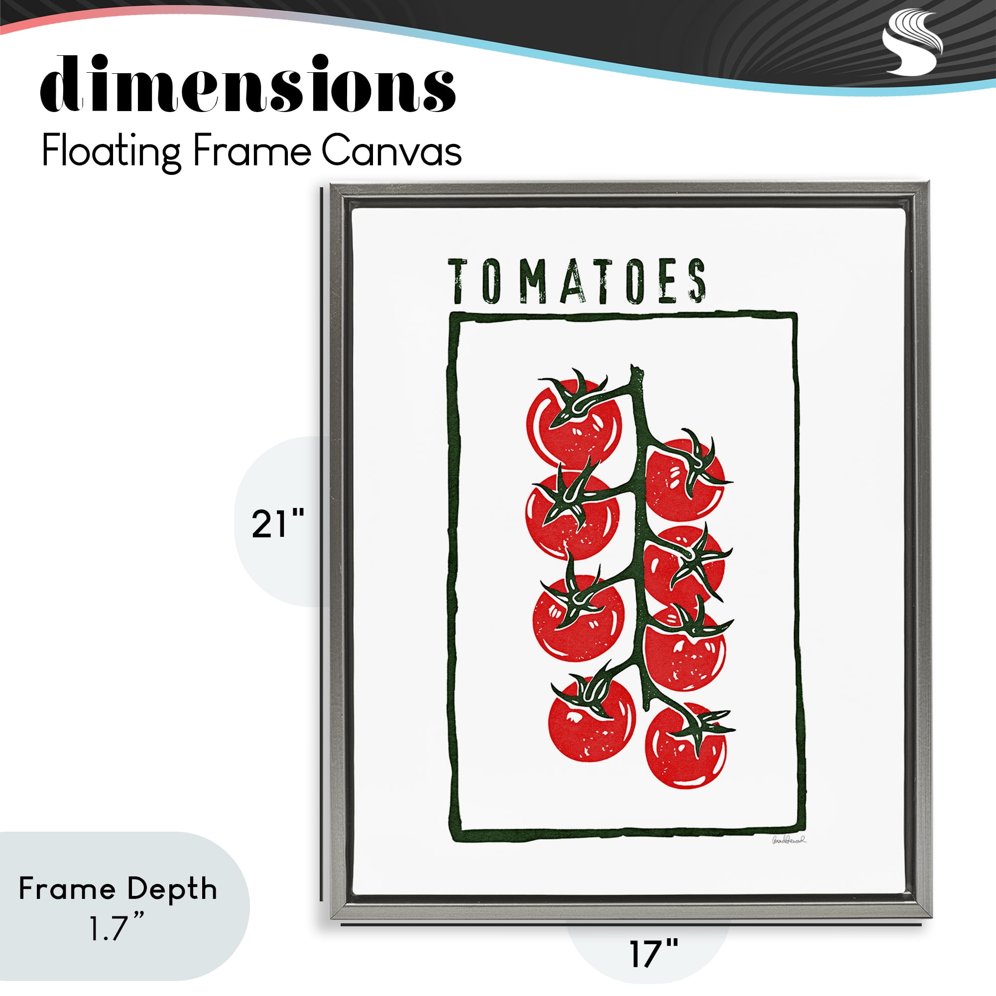 Stupell Industries Ripe Tomatoes Cluster Gray Framed Floater Canvas Wall Art, design by Amanda Greenwood