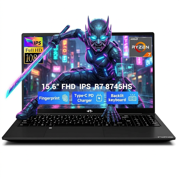 15.6" IPS FHD Gaming Laptop 32GB DDR5 RAM 1TB SSD AMD Ryzen 7 8745HS (8C/16T Up to 4.9GHz Beat R9 7940HS) with AMD Radeon 780M Graphics 100W Type-C Backlit Keyboard for Office Travel Black