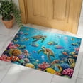 thumbnail image 2 of Marine Life Indoor Door Mat 18x30 Inch Sea Turtles Fish Coral Octopuses Jellyfish Oceans Front Door Mat Non Slip Washable Entryway Rug Low Profile Dirt Trapper Doormat for Bathroom Kitchen Bedroom, 2 of 9