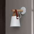 thumbnail image 3 of Aplique de pared moderno E27, aplique de pared con cinturón de madera y hierro forjado de estilo metálico, iluminación nórdica creativa, lámpara colgante (blanco), 3 of 5