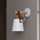 thumbnail image 3 of Aplique de pared moderno E27, aplique de pared con cinturón de madera y hierro forjado de estilo metálico, iluminación nórdica creativa, lámpara colgante (blanco), 3 of 5