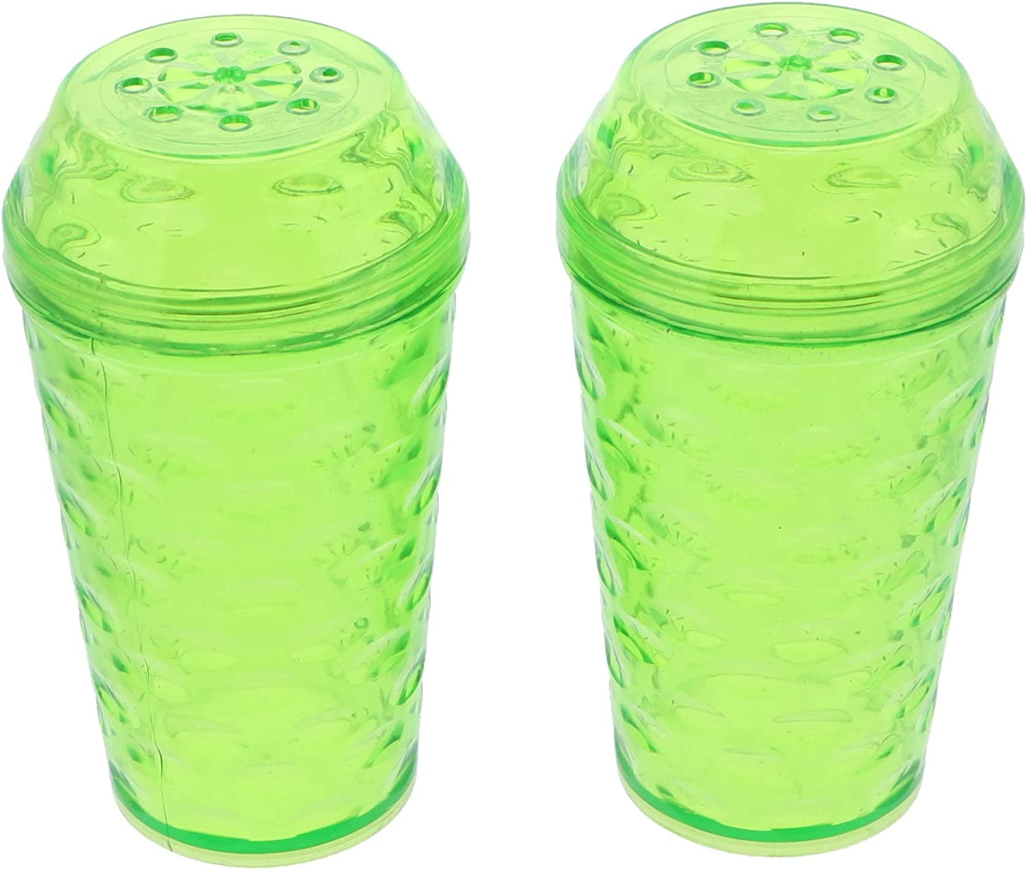 Servette Home Clear Plastic Salt and Pepper Shaker Set (Green
