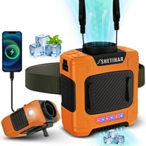 Shetinar 7-in-1 Powerful Portable Personal Fan with Waist Clip, 16000RPM Speed, 10000mAh Rechargeable, Mini Fan for Camping, Work and Outdoor Use (Orange)