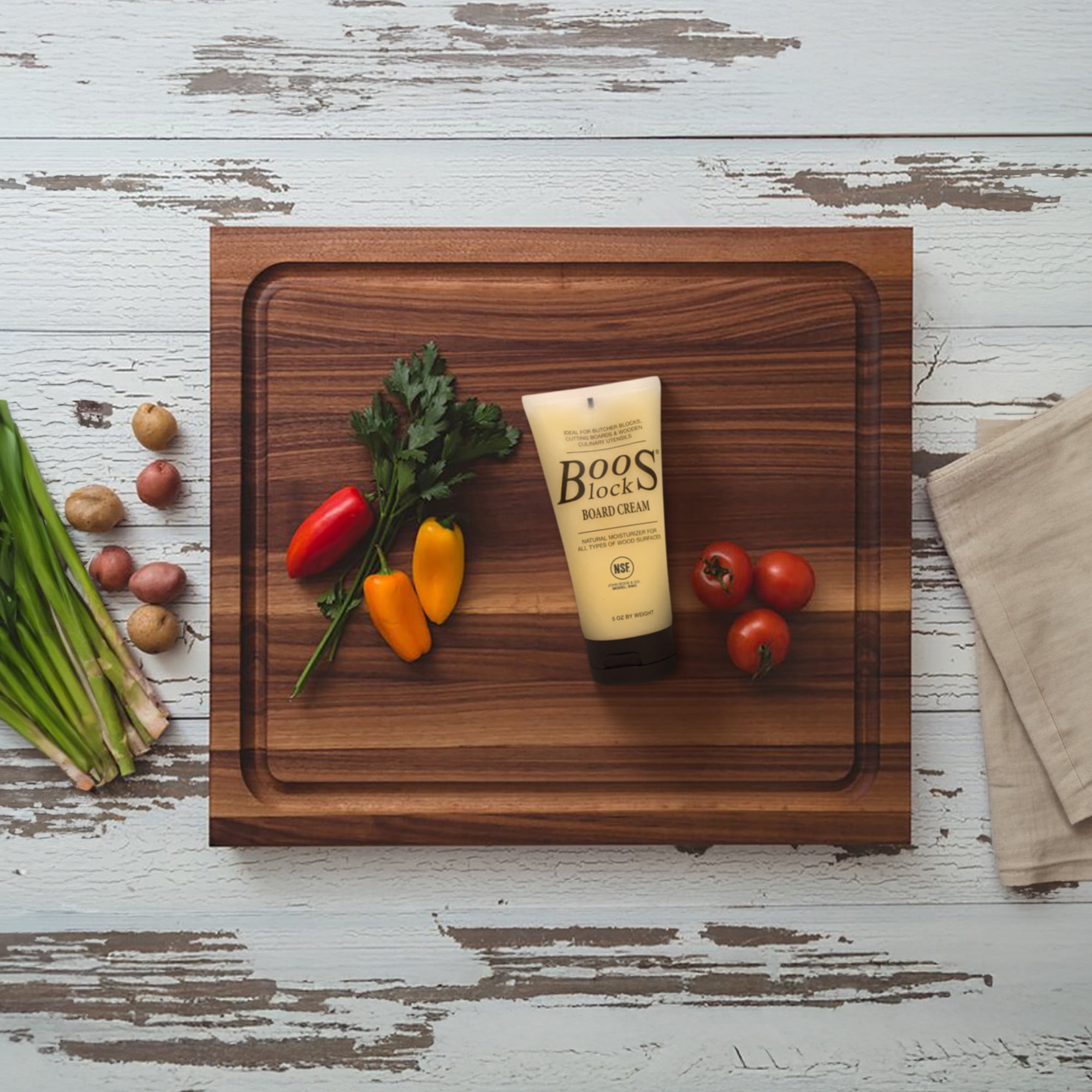 John Boos Walnut Wood Juice Groove Cutting Board w/Boos Block Cream, 3 Pack