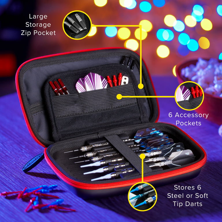 Casemaster Sentinel Dart Case, Holds 6 Darts and Accessories, Red