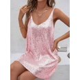 thumbnail image 3 of Women's Champagne Gold Sequin Sleeveless V-Neck Mini Dress - Party Cocktail Evening Wear, 3 of 4