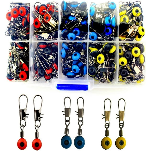 3 Color Fishing Line Slides Hook Shank Clip Connector Swivels Fishing Beads Small Fishing Accessories Kit(Mix Color, 150pcs)