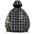 thumbnail image 5 of Rain Jacket Men Oversized Waterproof Windbreaker Jackets Trendy Two-Sided Plaid Hooded Coats Zip Up Winter Outerwear, 5 of 7