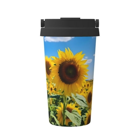 

Matuu Sky Golden Sunflower Field B for Insulated Coffee Mug Reusable Travel Coffee Cup Spill Proof 16oz Stainless Steel Coffee Cups for Hot/Ice Coffee Tea
