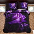thumbnail image 4 of Juego de cama de lujo de 3 piezas, tamaño Queen, fundas de almohada y funda de edredón, poliéster, juego de cama 3D Purple Rose, 4 of 8